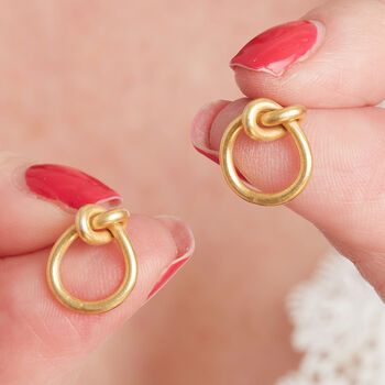 Gold Plated Silver Love Knot Stud Earrings, 4 of 8