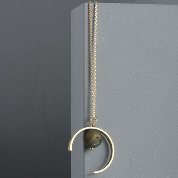 Titanium Druzy Quartz Crescent Necklace, 5 of 7