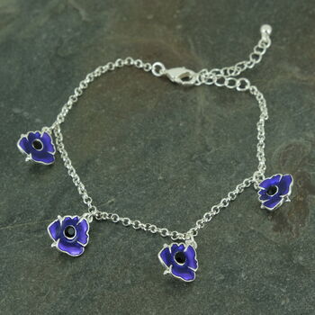 Poppy Purple Flowers Bracelet, 2 of 4