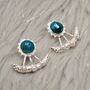 Blue Apatite, Pearl Silver Earrings, thumbnail 6 of 12
