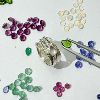 Personalised Birthstone Aura Magic Sterling Silver Spinning Ring, 7 of 12