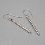 Hammered Silver Round Bar Drop Earrings, thumbnail 4 of 8