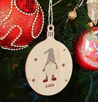 Personalised Christmas Gonk Wooden Bauble, 8 of 10