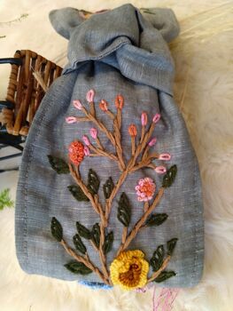 Premium Linen Headband With Hand Embroidery Flower, 3 of 3