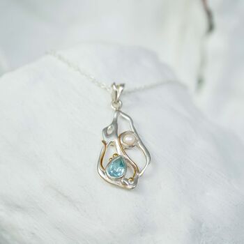 Blue Topaz And Freshwater Pearl Pendant, 3 of 7