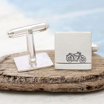 Personalised Motorbike Cufflinks. Gift For Dad, 8 of 11