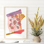 Pink Honesty Flower Art Print, thumbnail 1 of 7