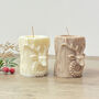 Neutral Christmas Pillar Candle With Christmas Reindeer, thumbnail 7 of 10