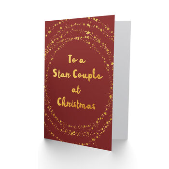 To A Star Couple Red Gold Sparkle Christmas Card, 2 of 4