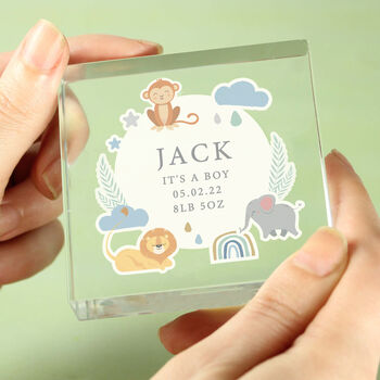 Personalised New Baby Safari Animals Crystal Token, 2 of 2