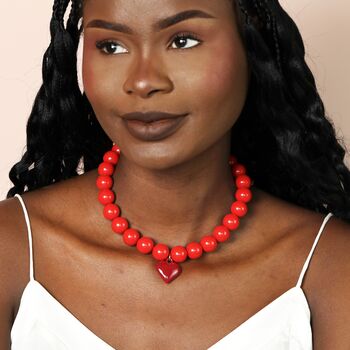 Red Beaded Heart Charm Necklace, 3 of 6