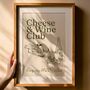Cheese And Wine Art Print Wine And Cheese Club Modern Kitchen Decor Kitchen Art Print Retro Wall Print Art Poster Trendy Wall Art Gift Idea, thumbnail 5 of 7
