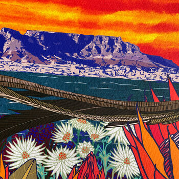 Cape Town Table Mountain And Sugarbird Art Print, 4 of 9