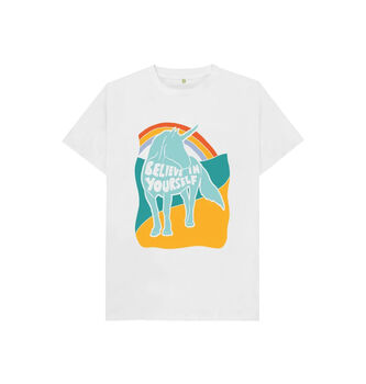 'Believe In Yourself' Kids Affirmation Unicorn T Shirt, 3 of 3