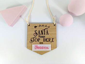 Christmas Santa Stop Here Door Sign Oak Wood, Xmas Sign, 4 of 4