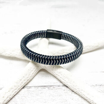 Woven Leather And Stainless Steel Bracelet For Men, 5 of 12