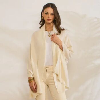 Ivory 100% Cashmere Travel Wrap Gift Boxed, 9 of 11