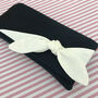 Navy And Ivory Satin Olive Clutch, thumbnail 4 of 7