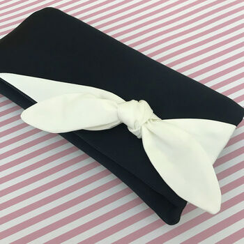 Navy And Ivory Satin Olive Clutch, 4 of 7