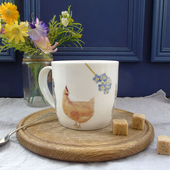 Fine Bone China Chickens And Forget Me Nots Easter Mug, 9 of 11