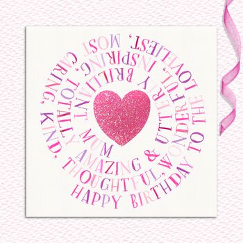 Mum Birthday Card Pink Sparkle, 5 of 5