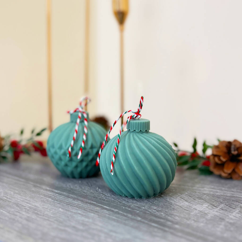 Green Christmas Candle In Christmas Tree Bauble Design, 1 of 7