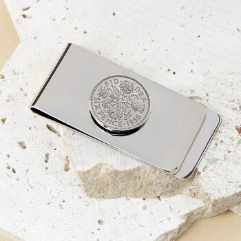 Sixpence 1956 70th Birthday Coin Money Clip, 3 of 10