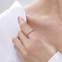 Sterling Silver Extra Skinny Sapphire Blue Cz Pave Ring, thumbnail 7 of 12
