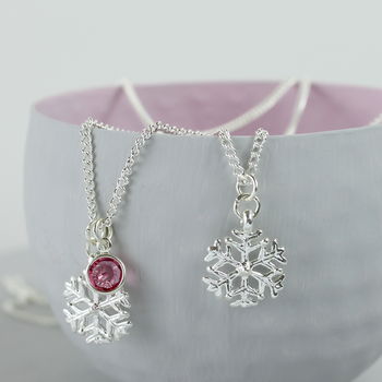 Silver Plated Snowflake Birthstone Charm Necklace, 4 of 10