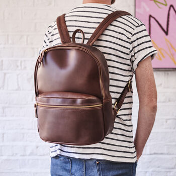 Mens Luxury Personalised Leather Backpack, 2 of 8