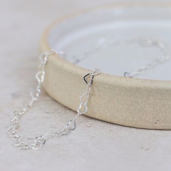 Sterling Silver Mini Heart Chain Anklet, 2 of 3