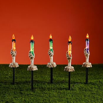 Set Of Five Skeleton Candle Stake Lights, 2 of 2