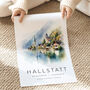 Hallstatt Austria Travel Poster Wall Art, thumbnail 3 of 7