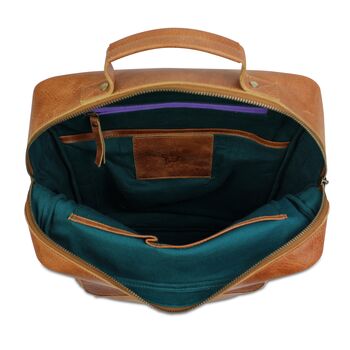 'Kingsley' Men's Leather Laptop Backpack In Tan, 12 of 12
