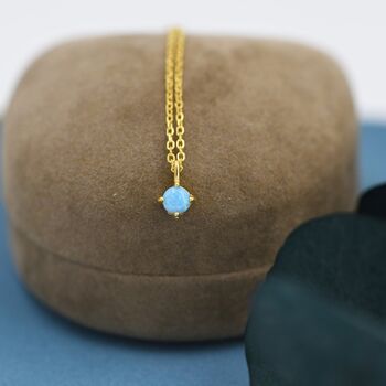 Blue Opal Pendant Necklace In Sterling Silver, 5 of 11