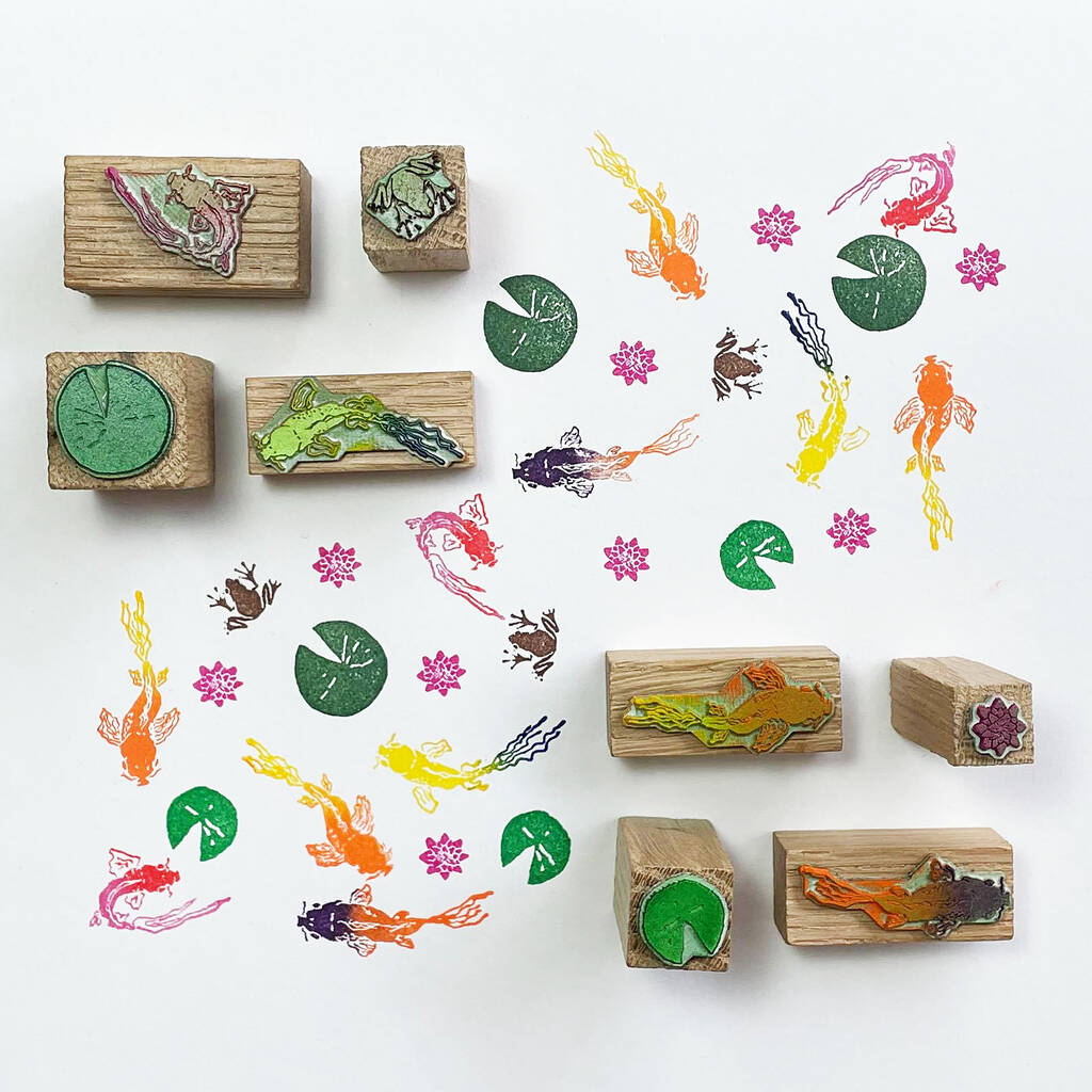 Fish Pond Rubber Stamp Set By Get Stamped notonthehighstreet