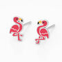 Sterling Silver Pink Flamingo Stud Earrings – 10mm X 7mm, thumbnail 2 of 5