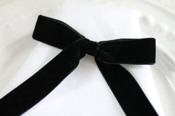 Narrow Velvet Bow – Embroidered With Initials Place Setting Bow, 4 of 9