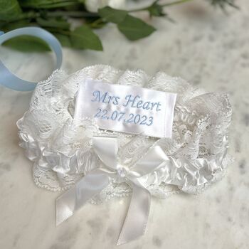 Personalised Lace Bridal Garter With Swarovski Crystal, 3 of 9