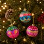 Hand Painted Patterned Baubles Set Of Three, thumbnail 2 of 4