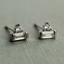 Sterling Silver Art Deco Pyramid Stud Earrings, thumbnail 1 of 5