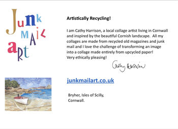 Boat On Scillies Upcycled Collage Greetings Card, 2 of 3