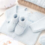 Pale Blue Welcome Baby Knitted Essentials And Toy Gift Set, thumbnail 3 of 11