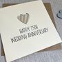 25th Wedding Anniversary Silver Heart Card, thumbnail 2 of 2