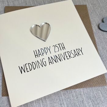 25th Wedding Anniversary Silver Heart Card, 2 of 2