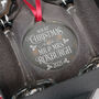 1st Christmas Married Pair Of Champagne Flutes And Christmas Decoration, thumbnail 3 of 5