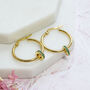 Gold Plated Birthstone Ring Hoop Earrings, thumbnail 3 of 9