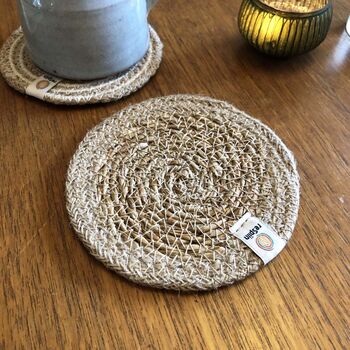 Respiin Set Of Six Seagrass And Jute Coasters Naturals, 9 of 10