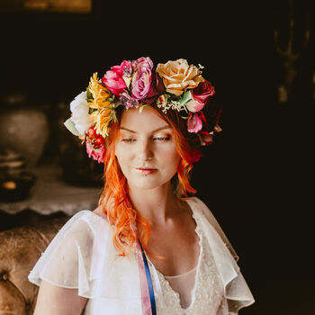 The Florence Colourful Vintage Hair Wreath For A Bride, 10 of 12