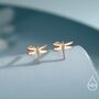Internally Threaded Dragonfly Flat Back Earrings In Sterling Silver, thumbnail 4 of 12